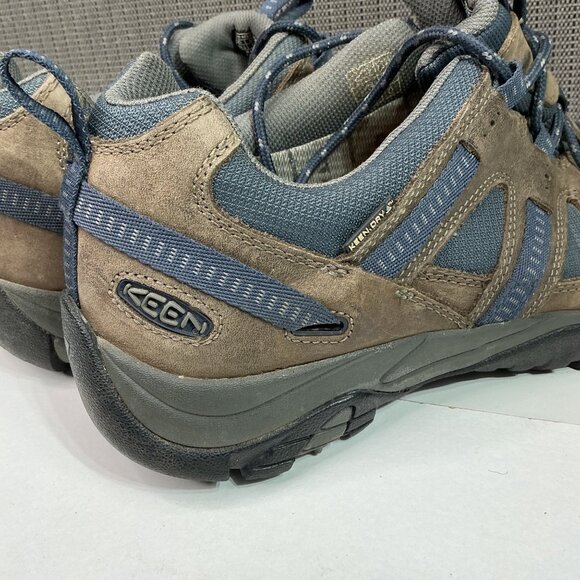 Keen Waterproof Hiking Shoes Men's 11 Brown & Blue Suede Mesh Upper Outdoor - Picture 2 of 8